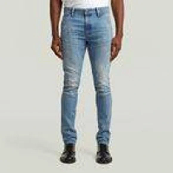 G-Star Raw 5620 3D Skinny Mens Distressed Jeans W33 L34 Bright Saigon Blue NEW